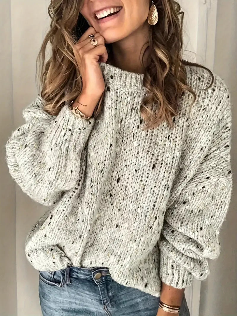 Knitted jumper with round neck