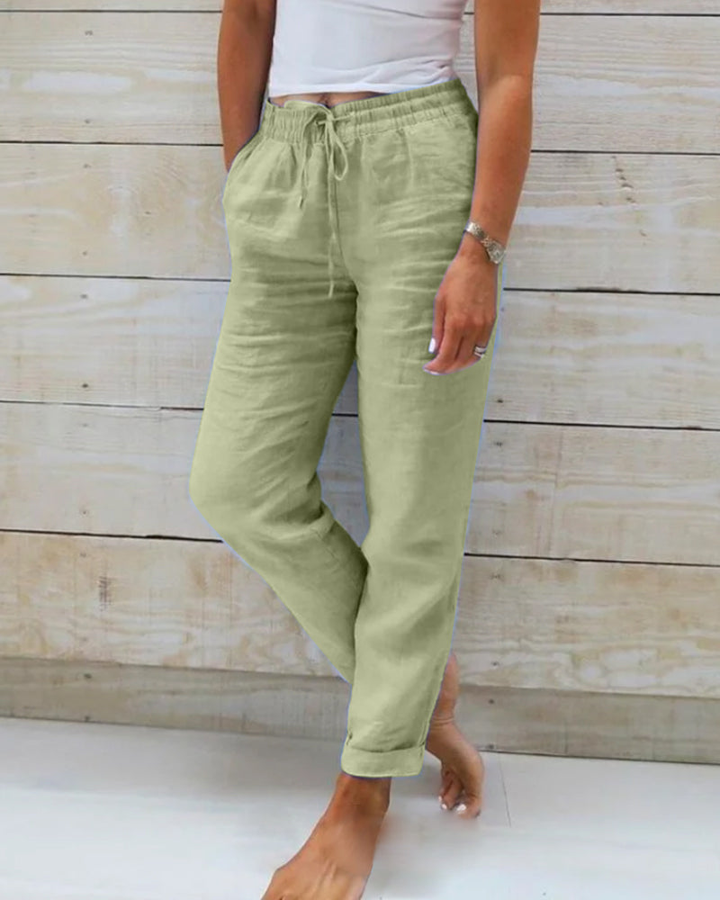 Elastic linen trousers