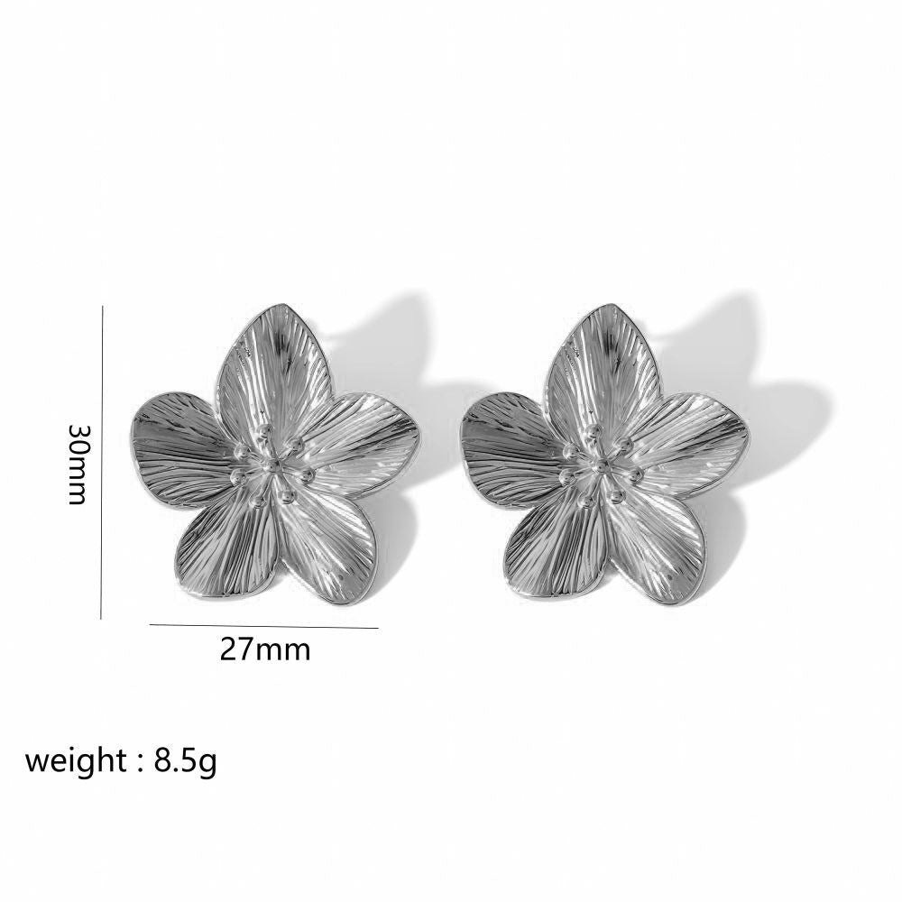 Women's - Stainless Steel Stud Earrings - Butterfly & Flower Motif - Elegant Jewelry for Everyday Elegance