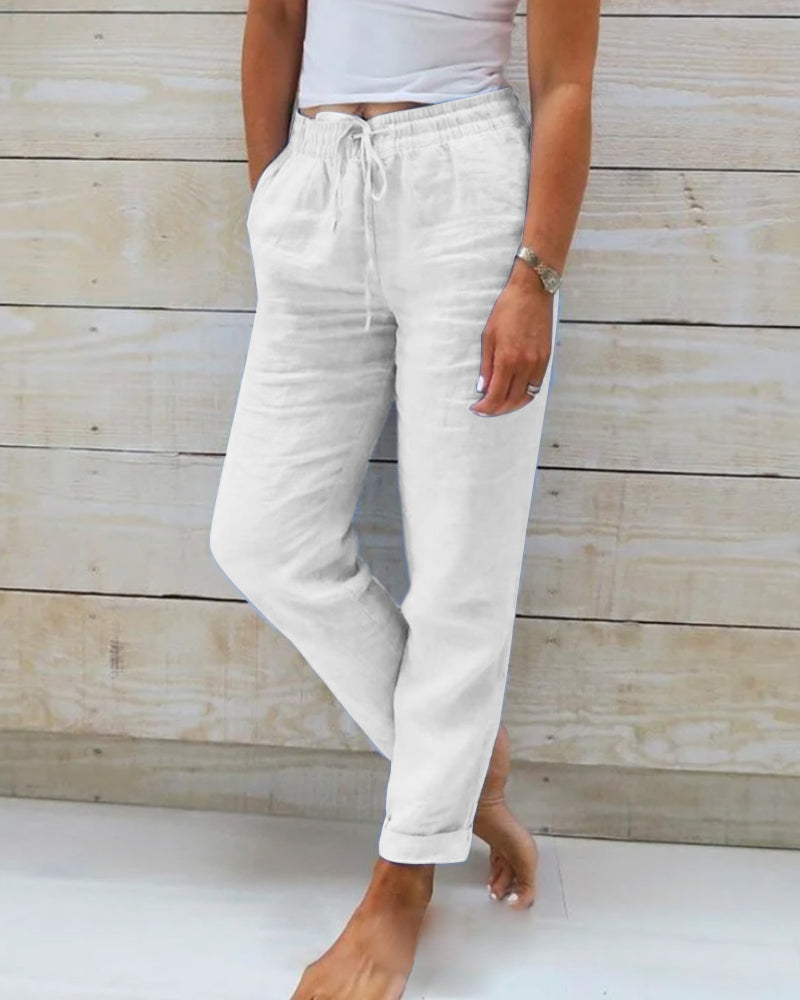 Elastic linen trousers