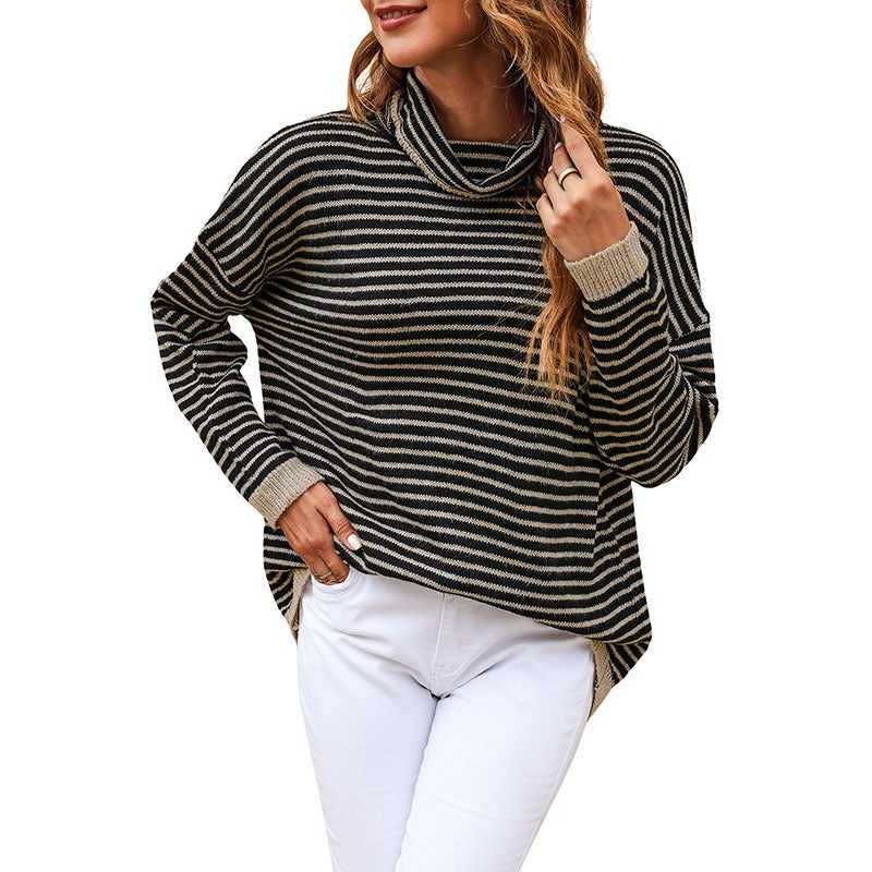 Women - Casual Jumper - Striped Knit Design - Comfortable Everyday Sweater