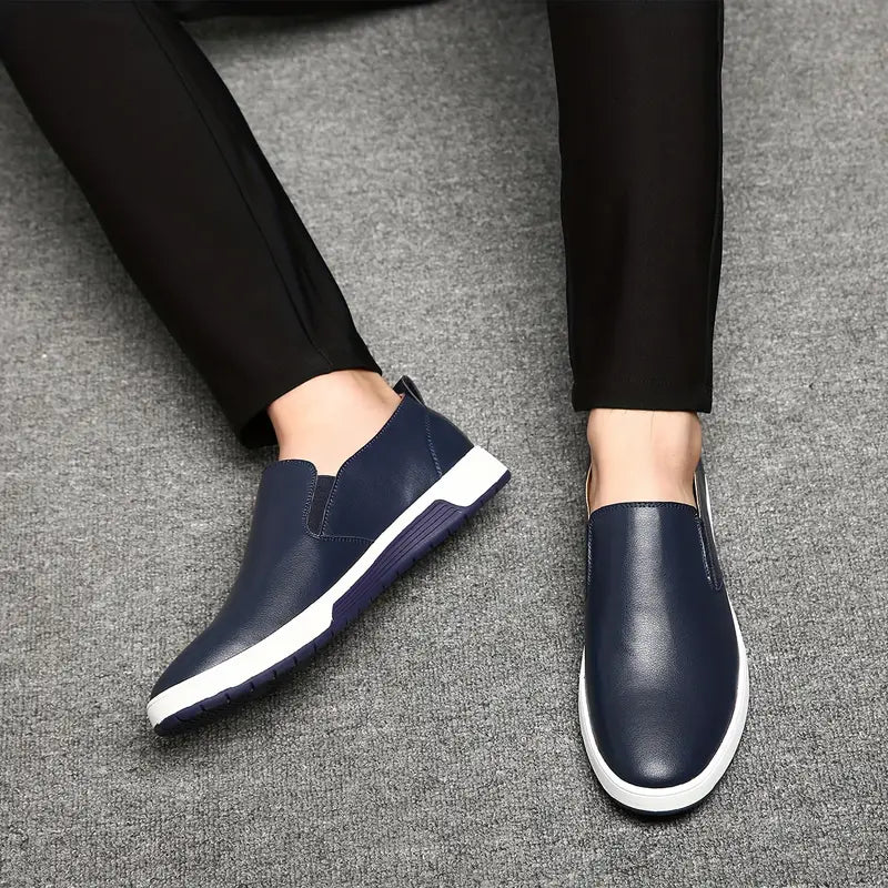 Leather slip-on shoes with soft sole