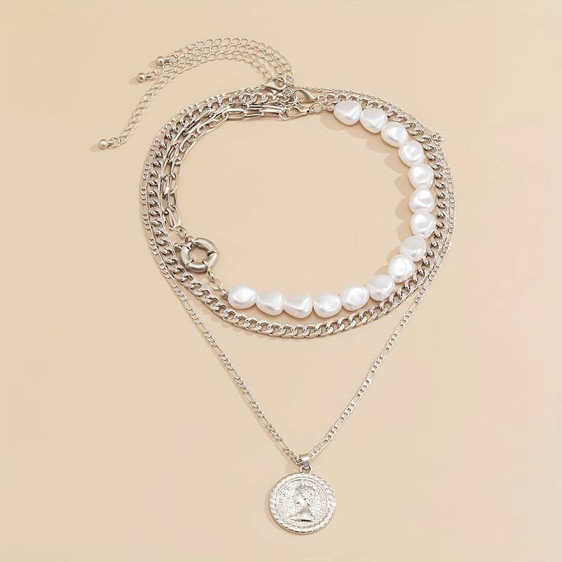 3-piece chain and pearl necklace