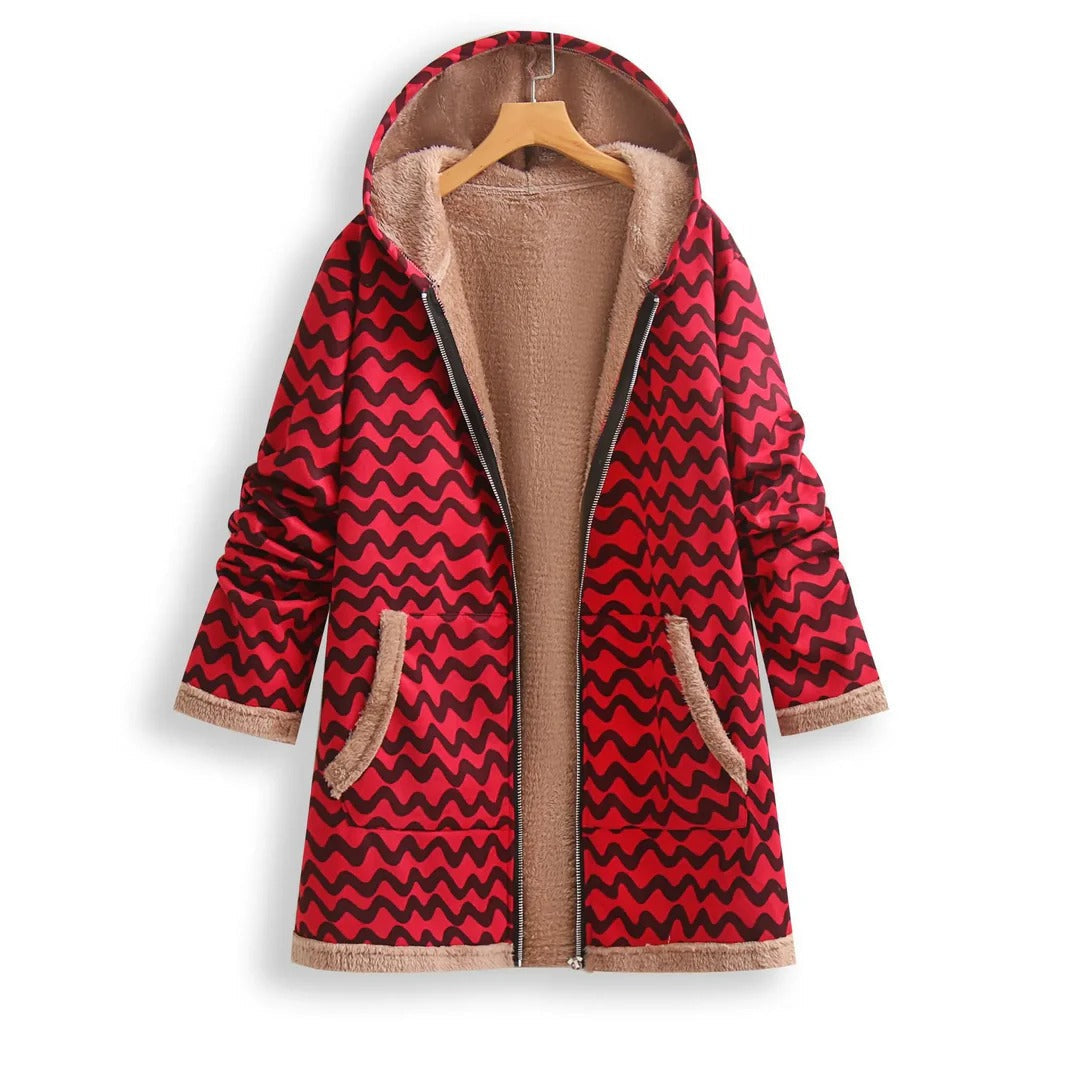 Women's Fleece Jacket - Soft Hooded Coat with Zip - Ideal for Cozy Cold Weather Comfort