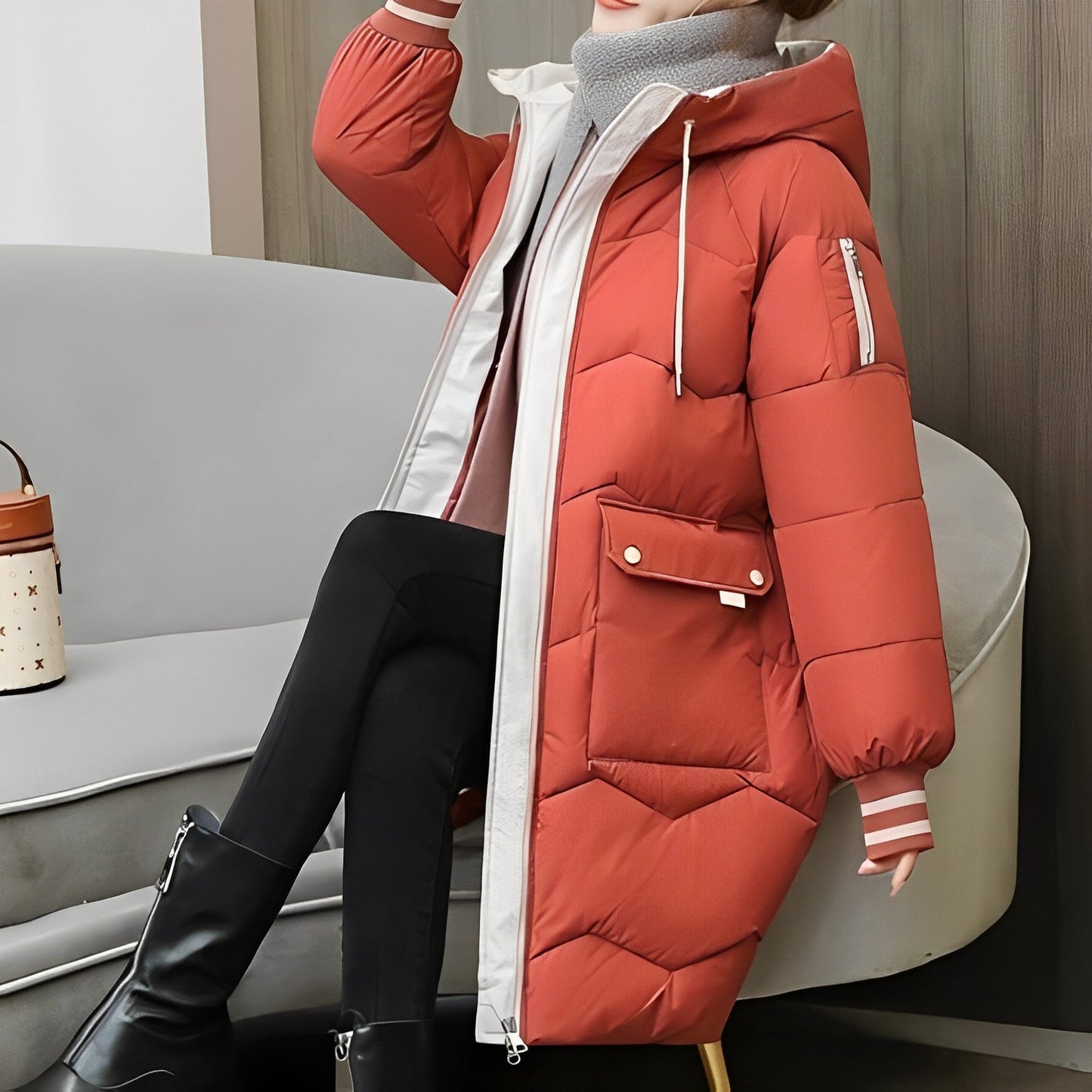 Women's Long Padded Coat - Warm and Cozy Outerwear - Perfect for Cold Weather