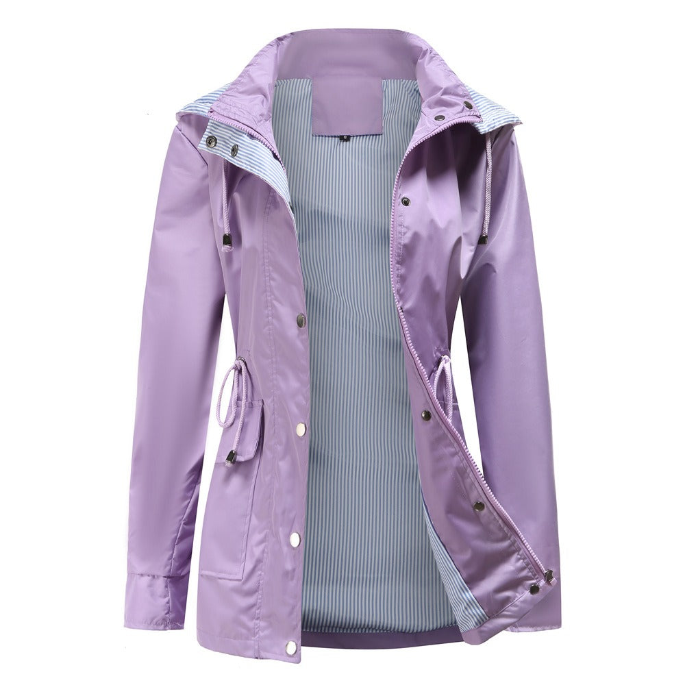 Women - Trench Coat - Elegant Design with Detachable Hood - Stylish All-Season Outerwear for Every Occasion