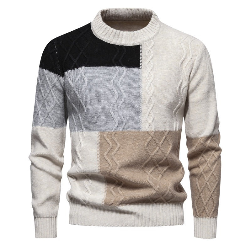 Men - Knitted Jumper - Cozy Colour Block Design - Stylish Knitwear for All Occasions