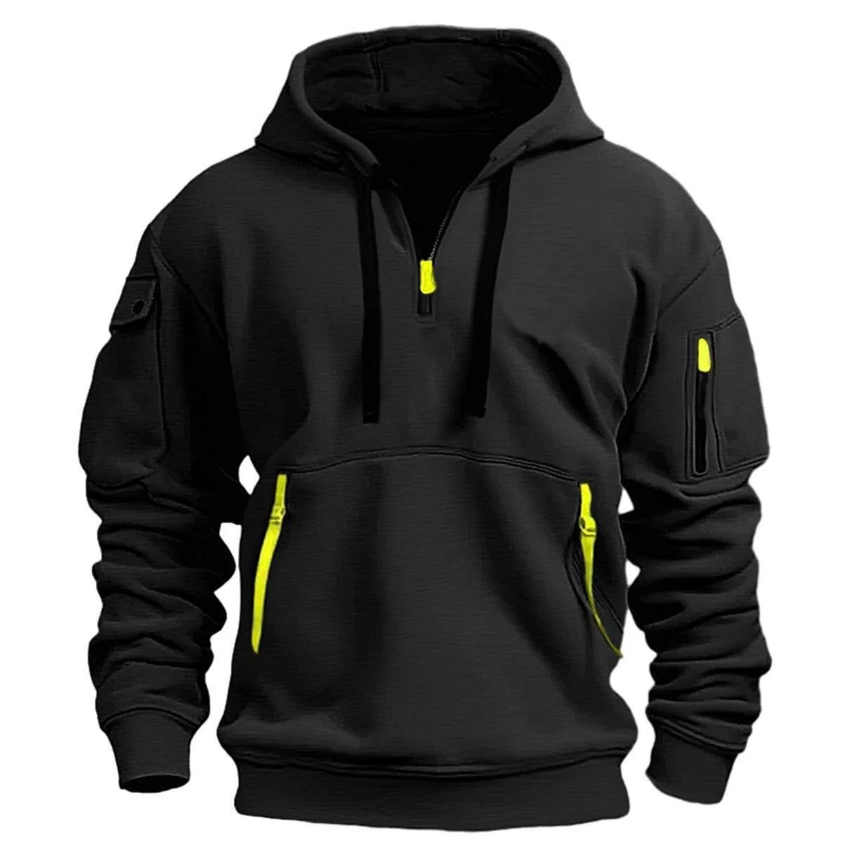 Men - Half Zip Hoodie - Soft Cotton Blend - Comfortable Casual Wear