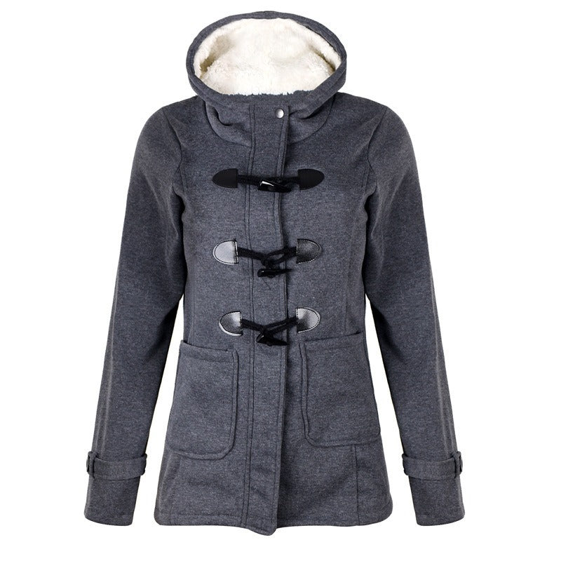 Women - Long Winter Trench Coat - Hooded & Warm - Stylish Outerwear for Cold Weather