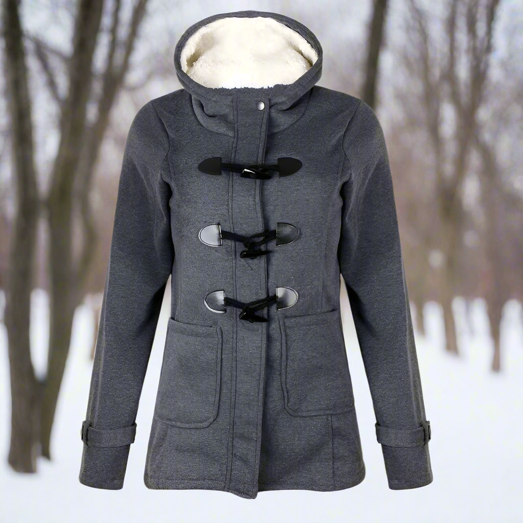 Women - Long Winter Trench Coat - Hooded & Warm - Stylish Outerwear for Cold Weather