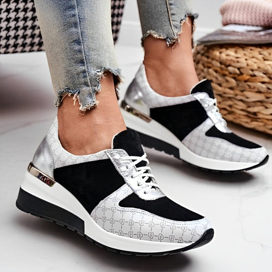 Vulcanised lace-up wedge sneakers