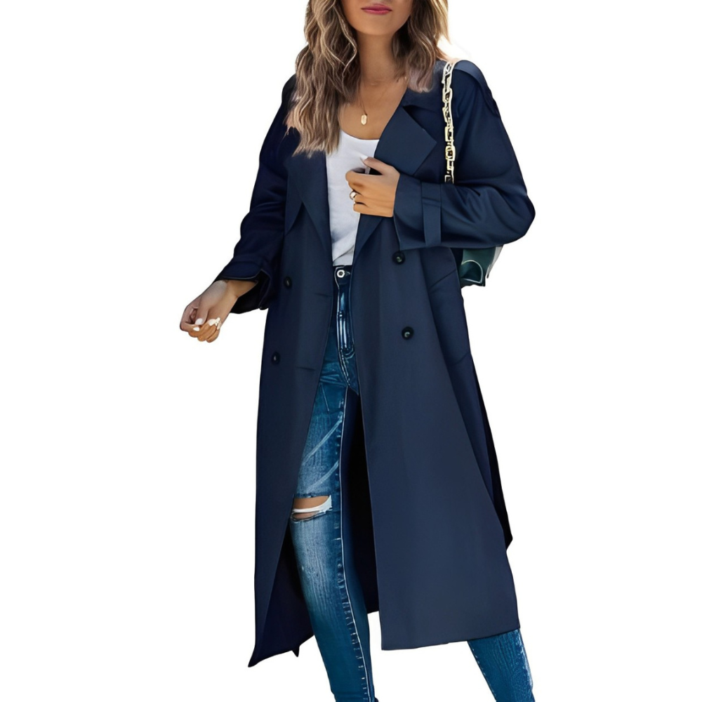 Women's Elegant Trench Coat - Stylish Design with Pockets - Versatile Outerwear for Any Occasion