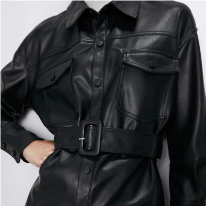 Women's Leather Trench Coat - Stylish & Chic - Perfect for Fashion-Forward Looks