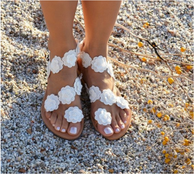 Comfort summer outdoor new pu toe flowers