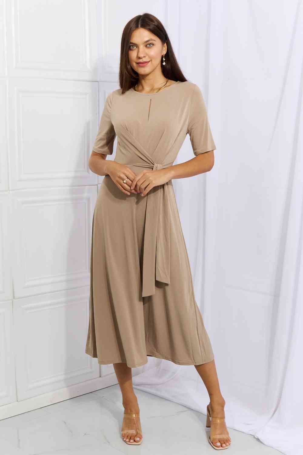 Wrap knit midi dress