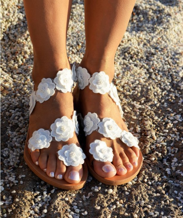 Comfort summer outdoor new pu toe flowers