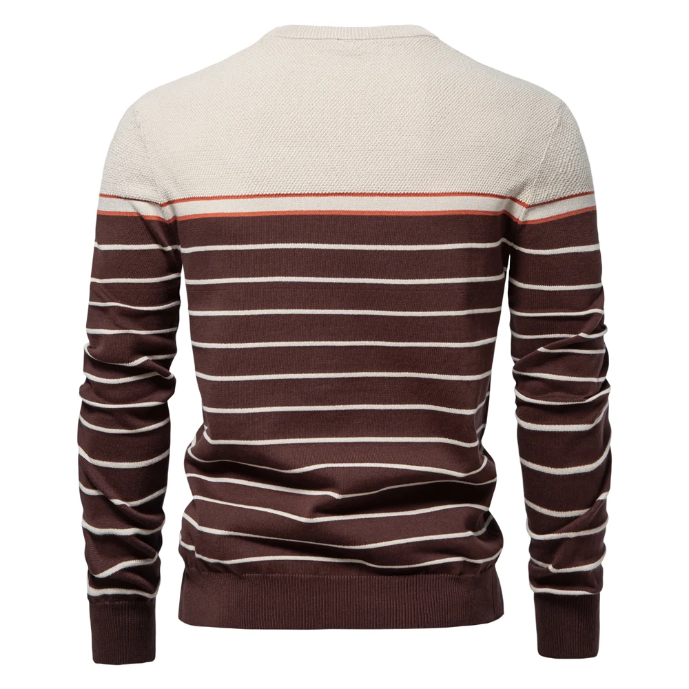 Striped round neck men's jumper in nautical style