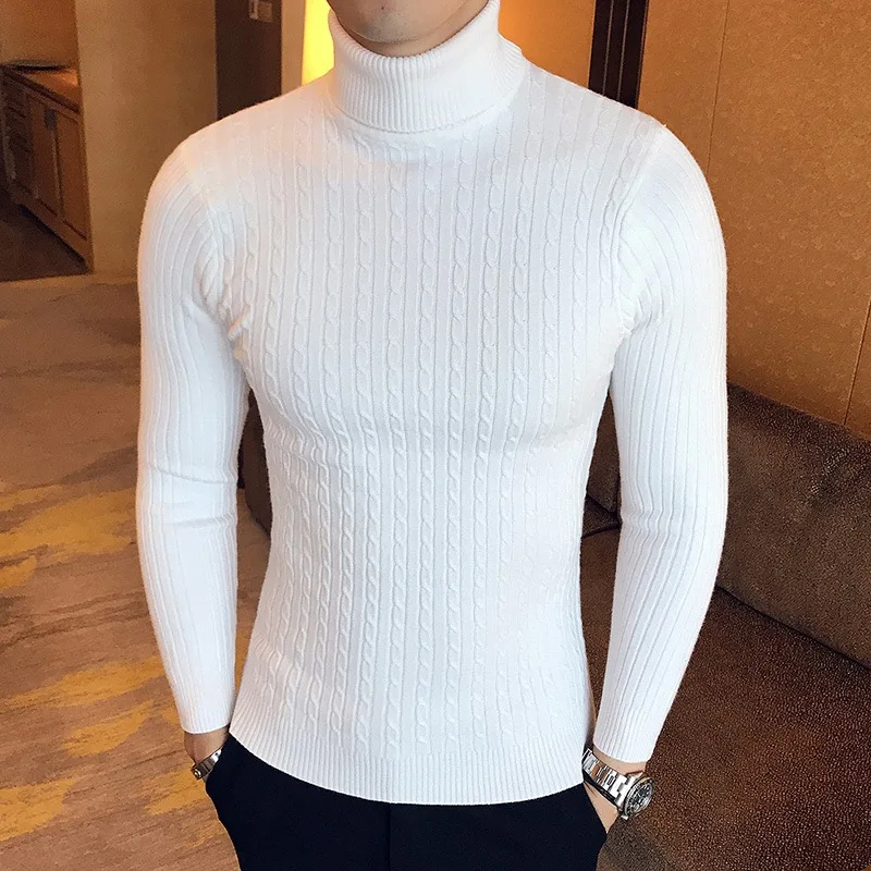 Elegant turtleneck jumper with cable pattern