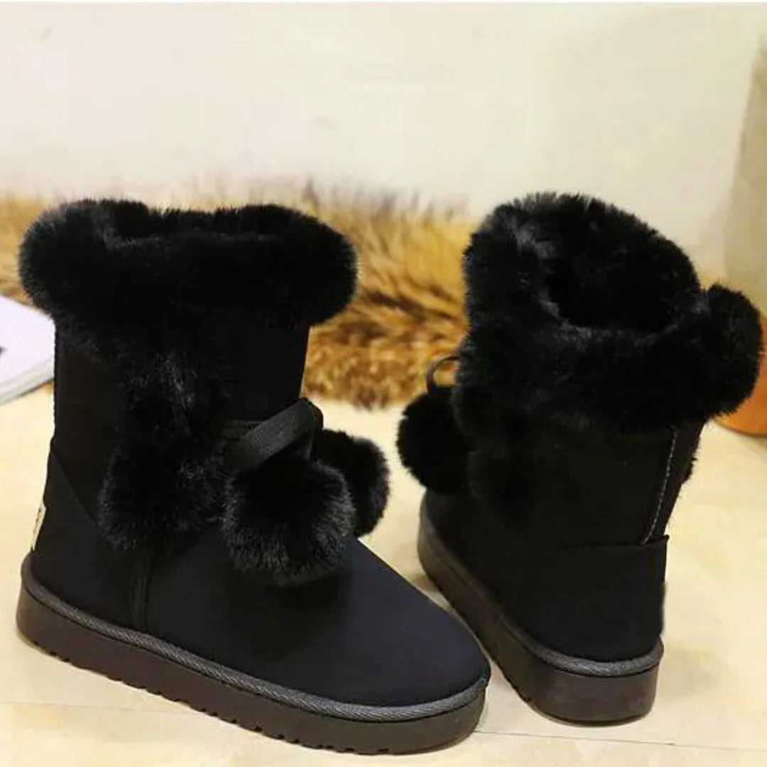 Women - Winter Boots - Elegant Pompon Design - Warm & Stylish Cold Weather Footwear