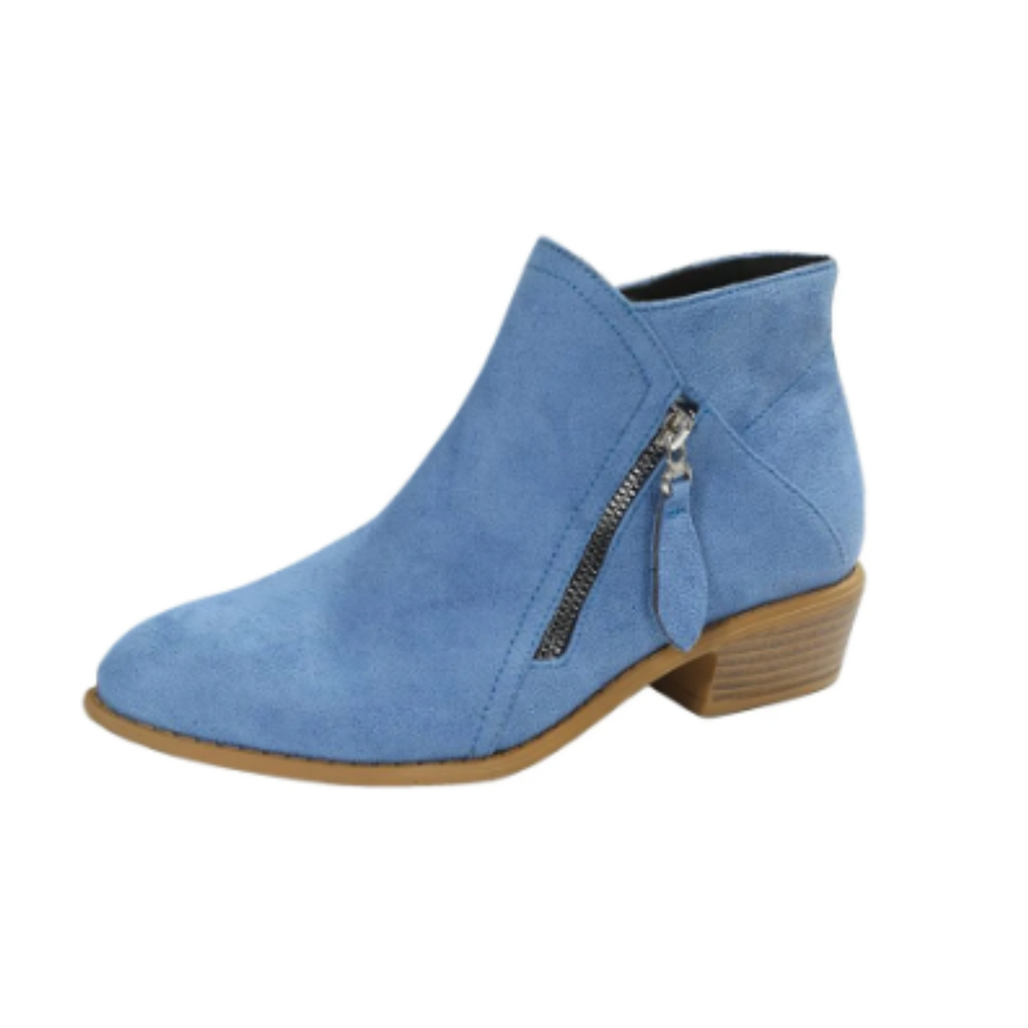 Women's Suede Ankle Boots with Zipper and Low Heel