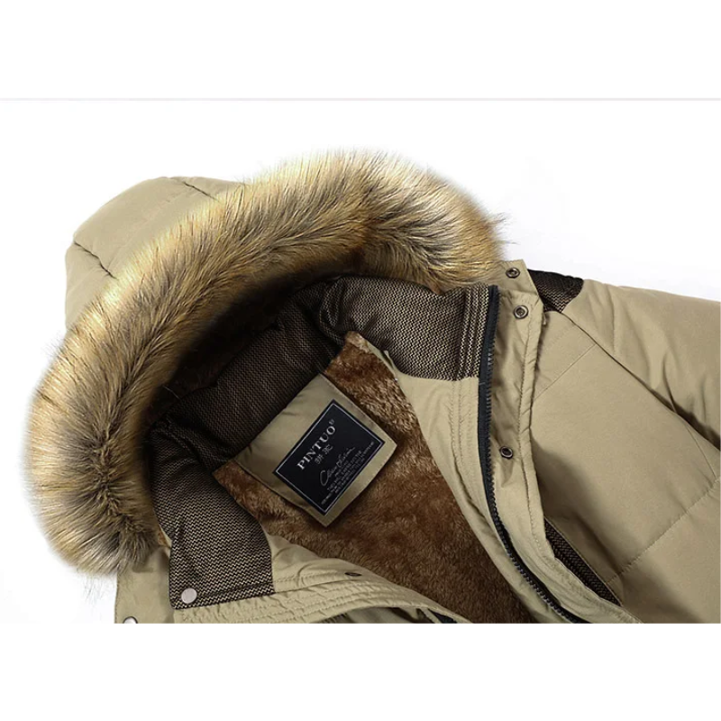 Men's water-repellent parka jacket with fleece lining