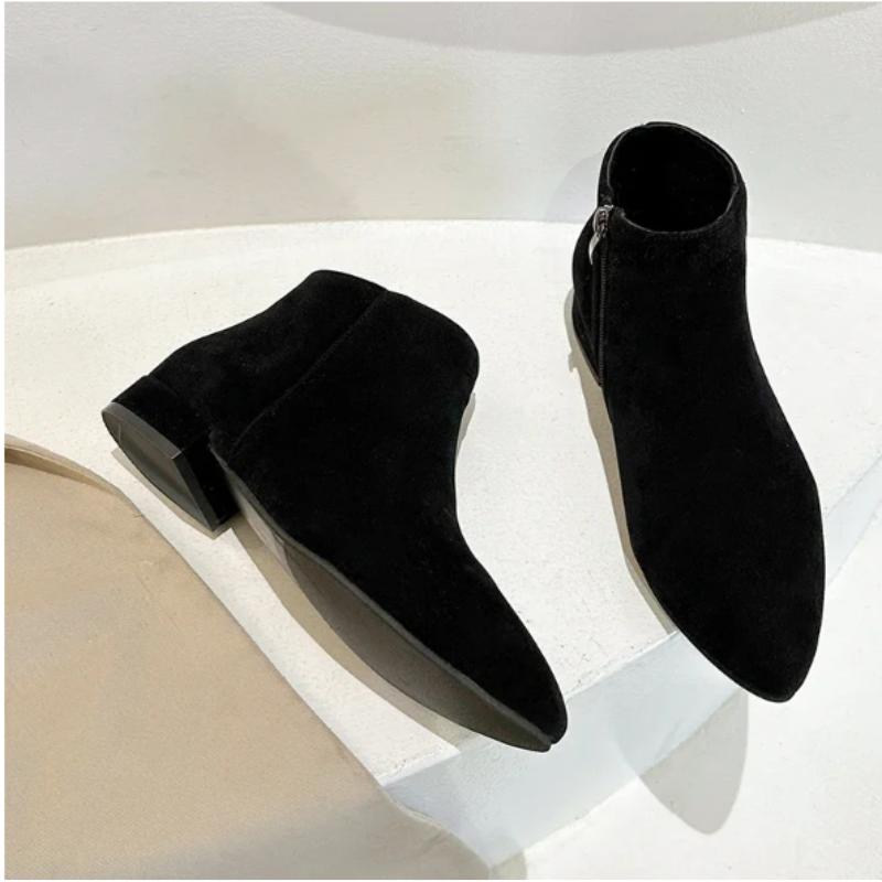 Women's Ankle Boots with Flat Heel and Minimalist Design