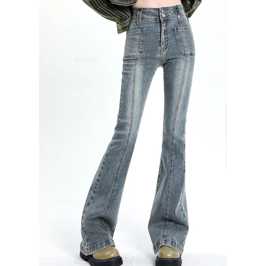 Casual Women's Flared Trousers with Slim Fit Design