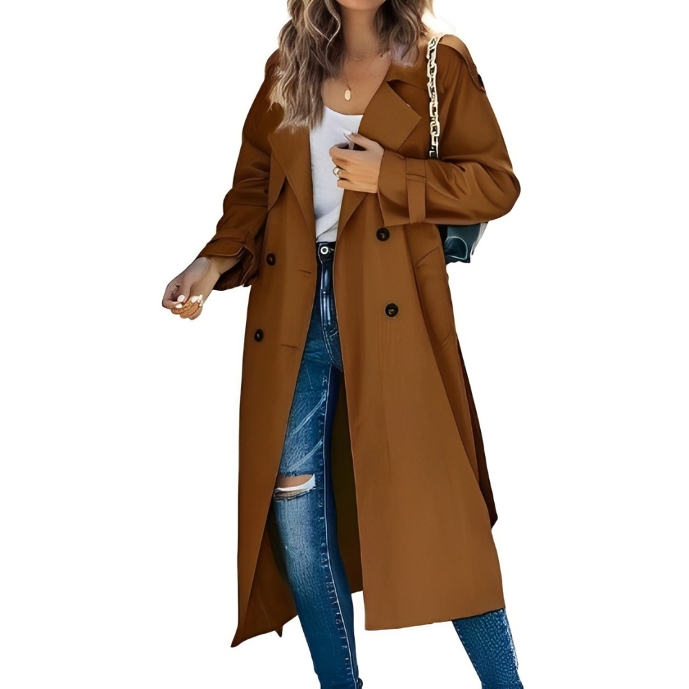 Women's Elegant Trench Coat - Stylish Design with Pockets - Versatile Outerwear for Any Occasion