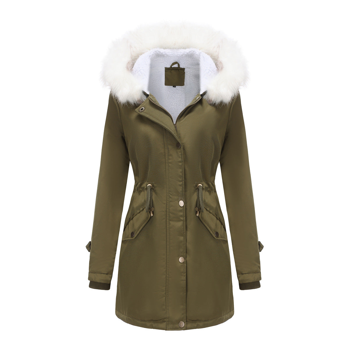 Women - Winter Parka Coat - Detachable Fur Collar - Stylish Warm Outerwear for Cold Weather