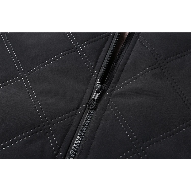 Men's puffer jacket with quilted pattern and fleece lining