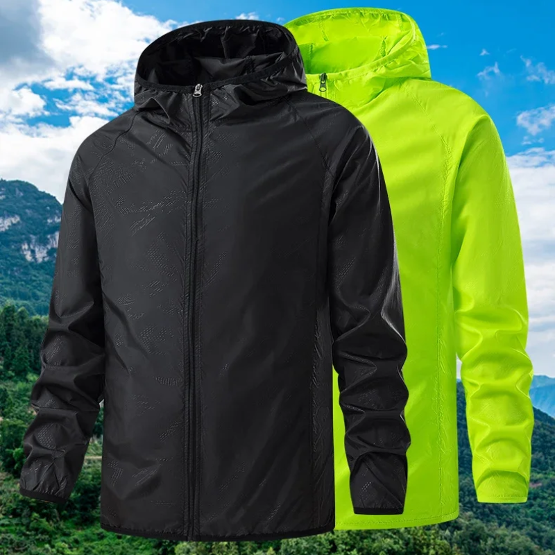 Men's waterproof mackintosh with hood for outdoor activities