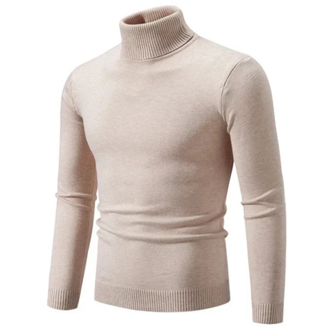 Stylish turtleneck jumper with cable knit pattern