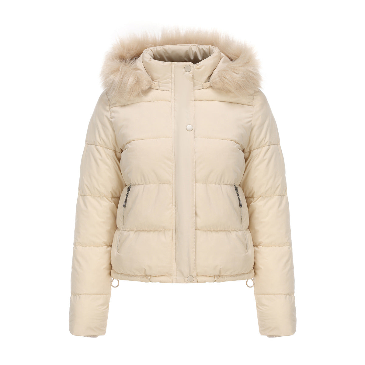 Women - Winter Jacket - Detachable Cotton Hood - Warm Stylish Outerwear for Cold Weather