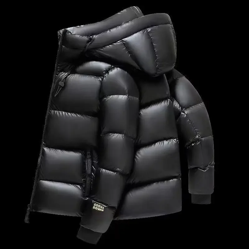 Men's puffer jacket with hood and side zip