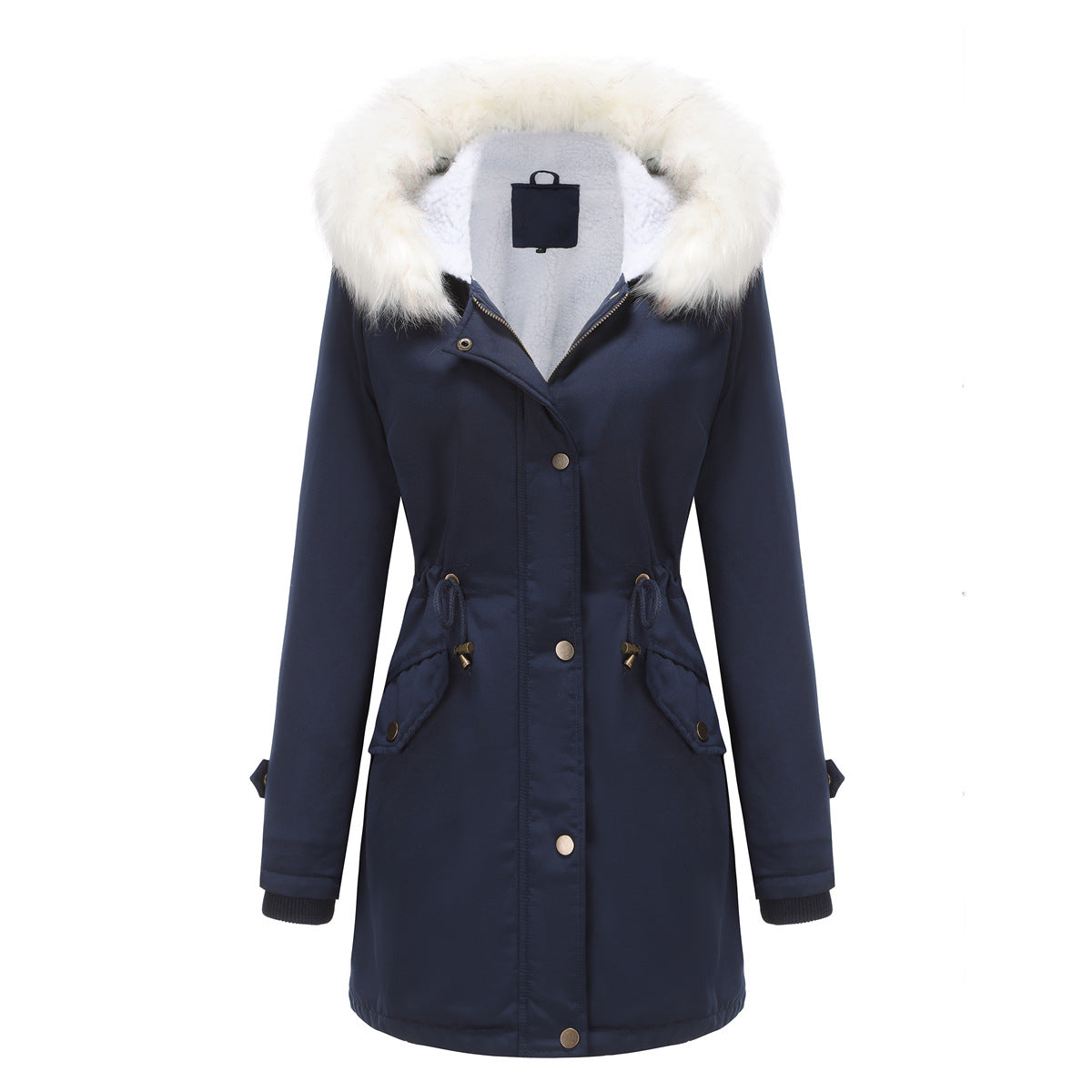 Women - Winter Parka Coat - Detachable Fur Collar - Stylish Warm Outerwear for Cold Weather