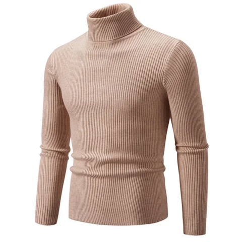 Stylish turtleneck jumper with cable knit pattern