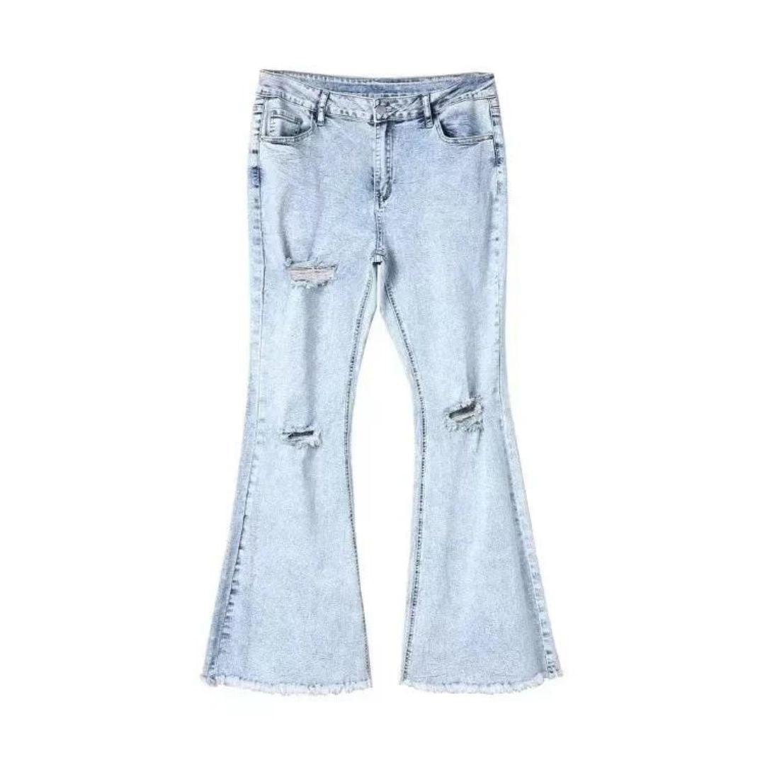 Flared jeans with rips