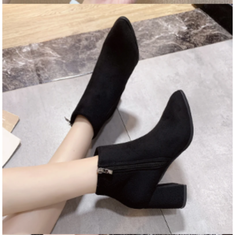 High Heel Ankle Boots with Side Zip