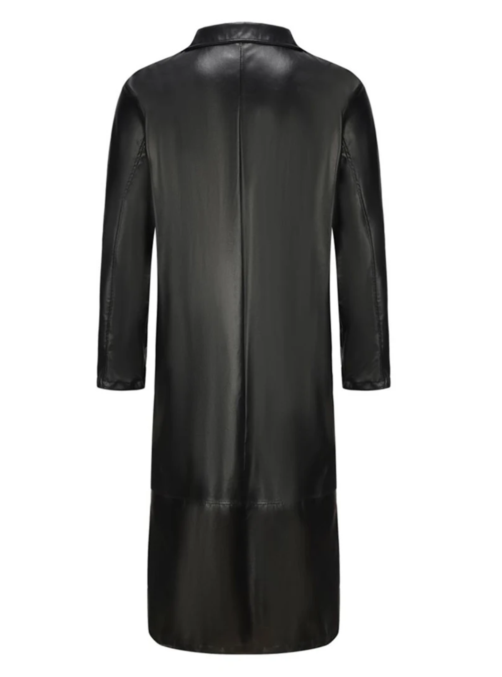 Long leather coat with classic lapels