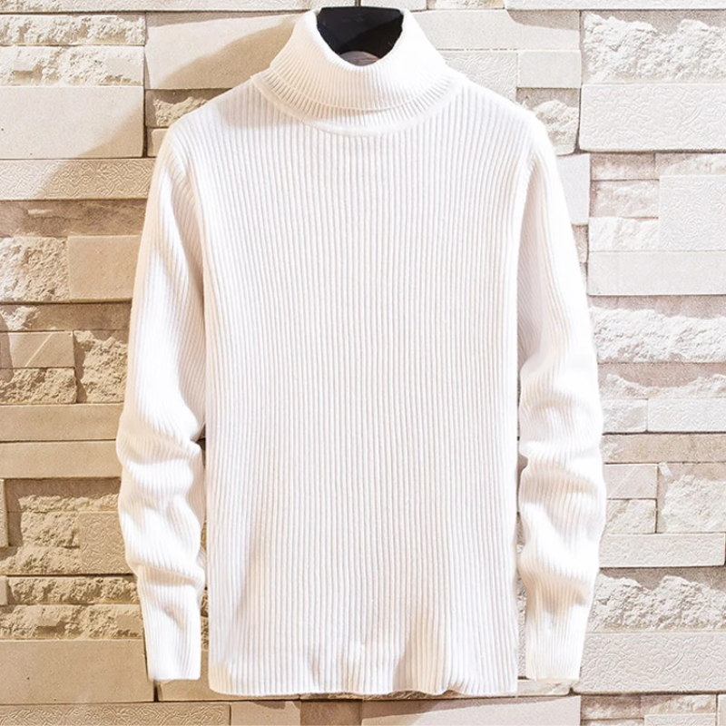 Stylish turtleneck jumper with ribbed structure