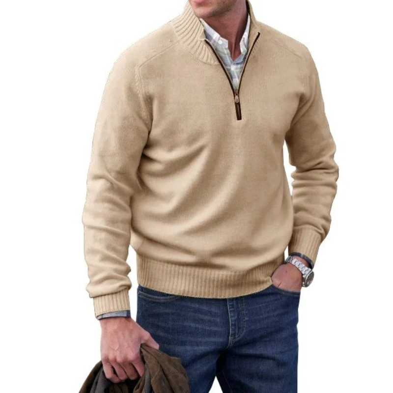 Classic knitted pullover with zip