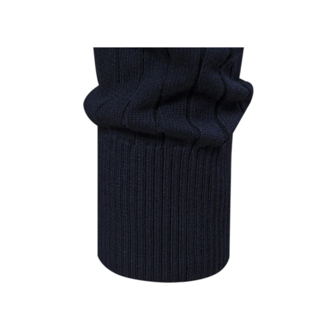 Ribbed knitted pullover with zip and stand-up collar