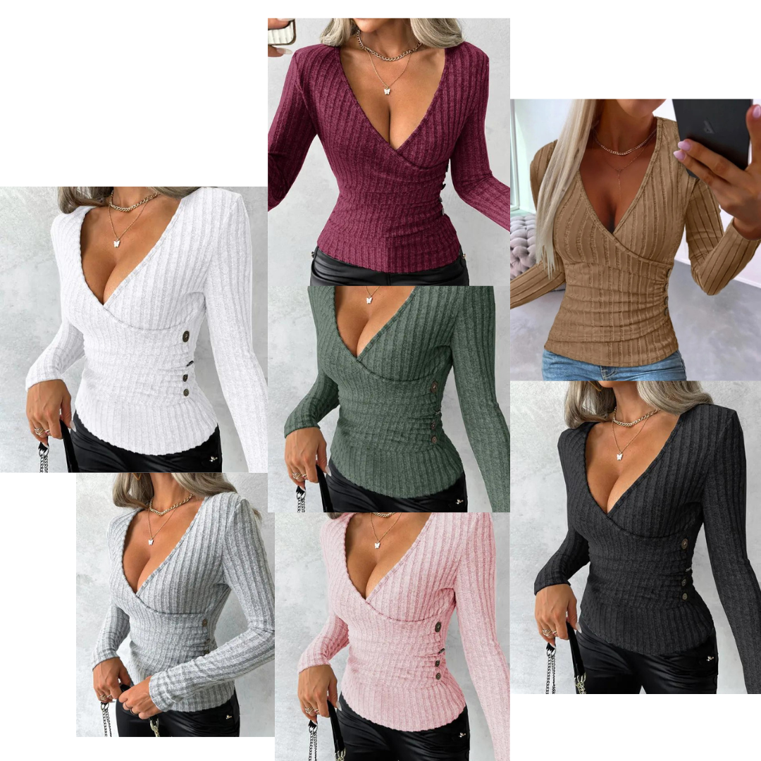 Women - Ribbed Jumper - Tight-Fitting, Cozy Knit - Stylish Wardrobe Essential