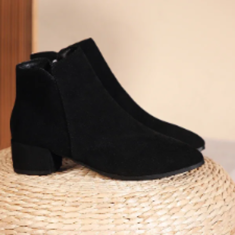 Low Heel Ankle Boots with Side Zip for Women