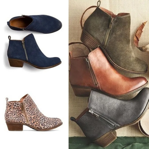 Ankle Boots with Low Heel and Vintage Finish