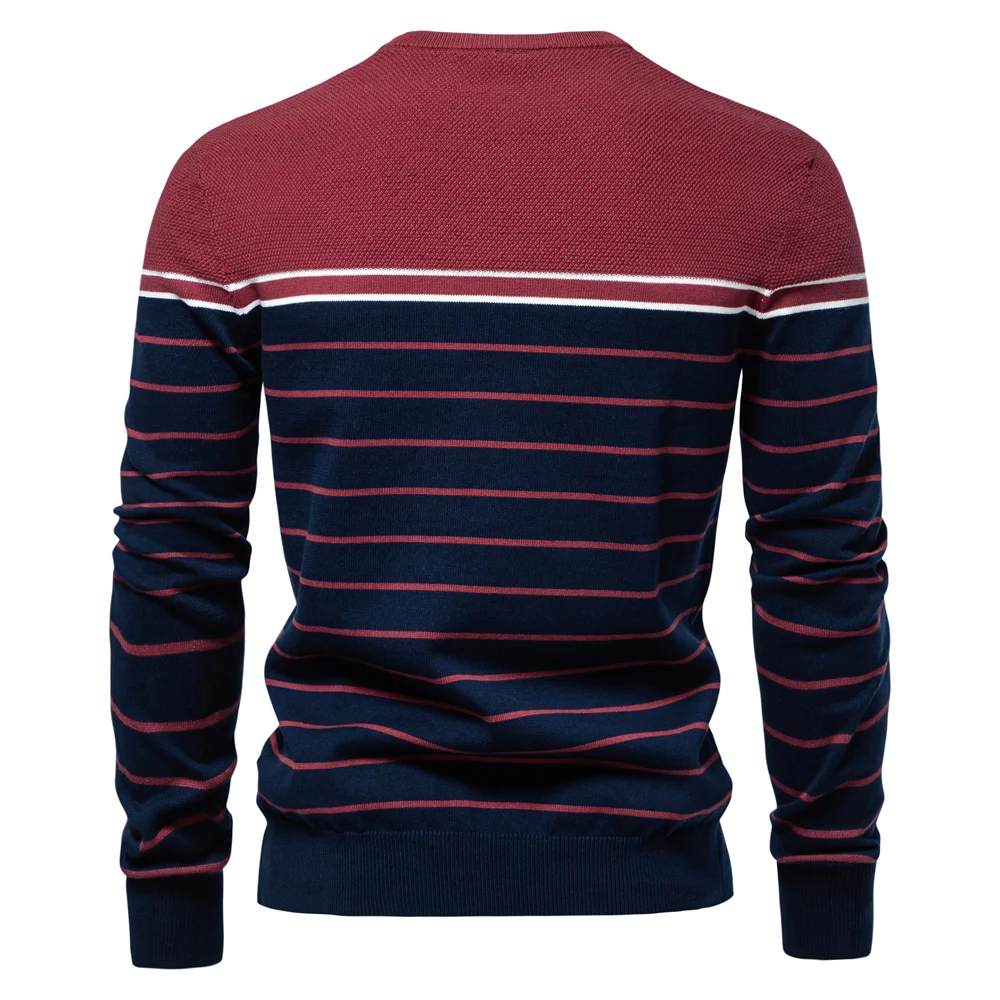 Striped round neck men's jumper in nautical style