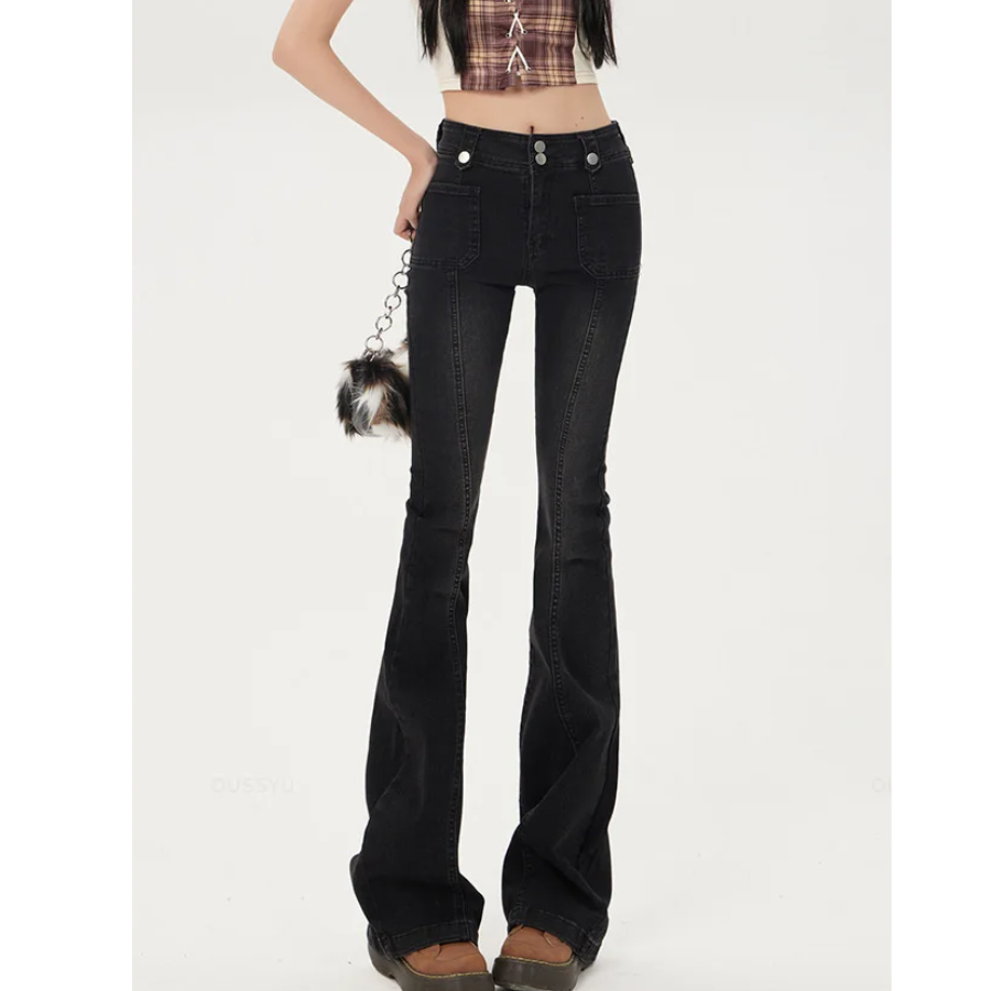 Casual Women's Flared Trousers with Slim Fit Design