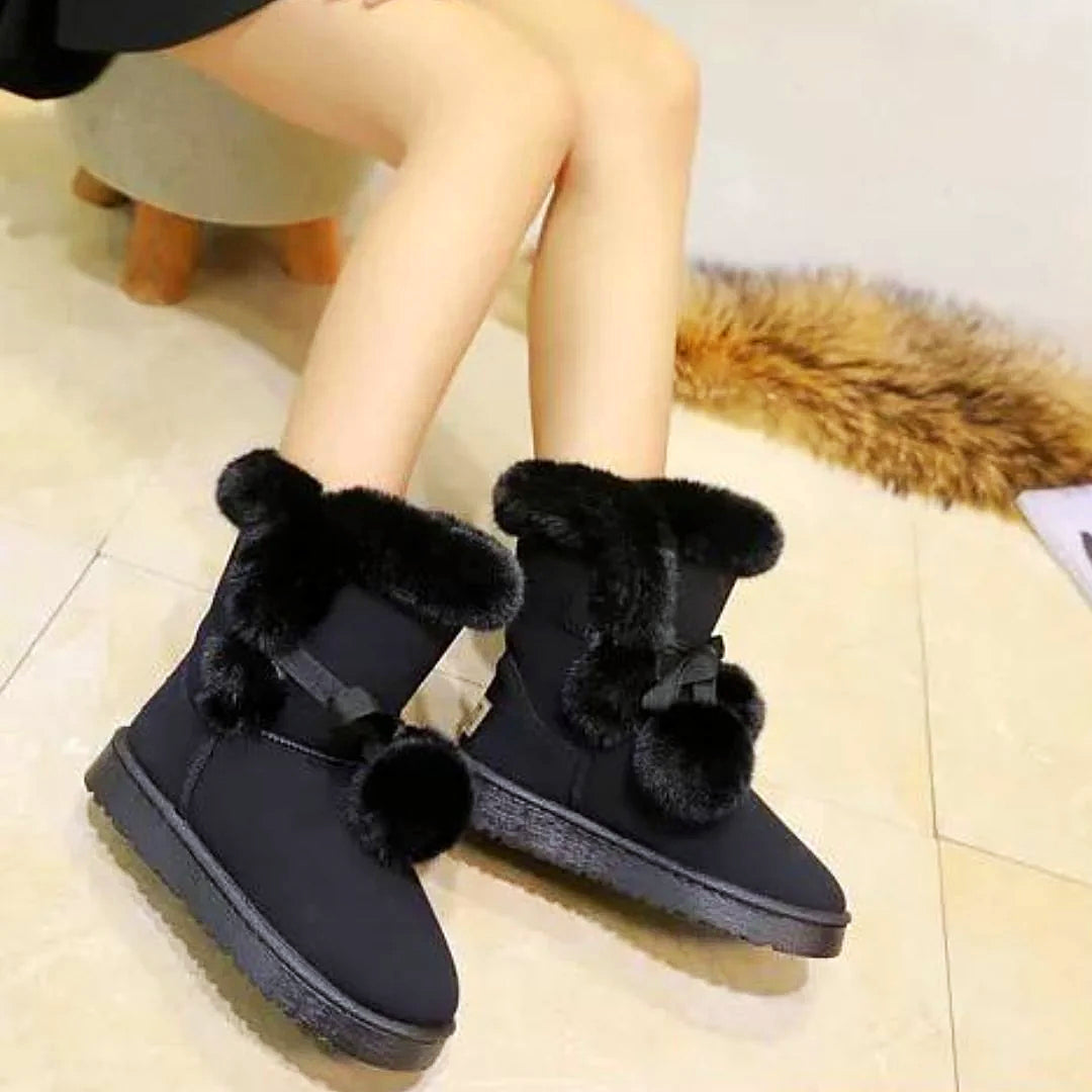 Women - Winter Boots - Elegant Pompon Design - Warm & Stylish Cold Weather Footwear