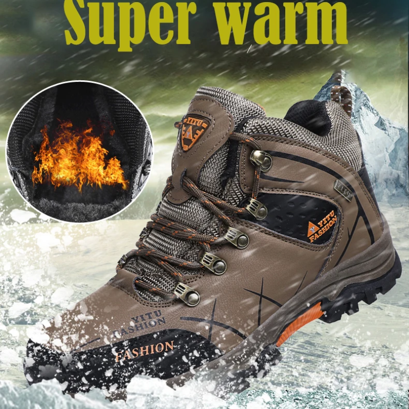 Hiking Shoes Men's Waterproof Warm Lined Outdoor Trekking Shoes