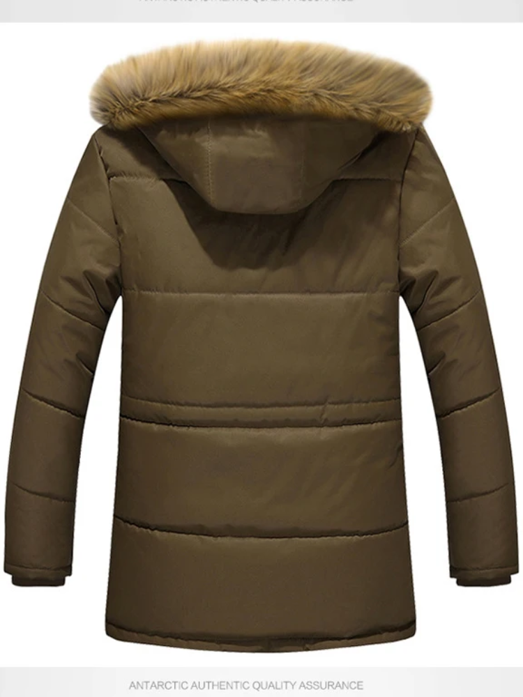 Winter jacket with fur hood and fleece lining